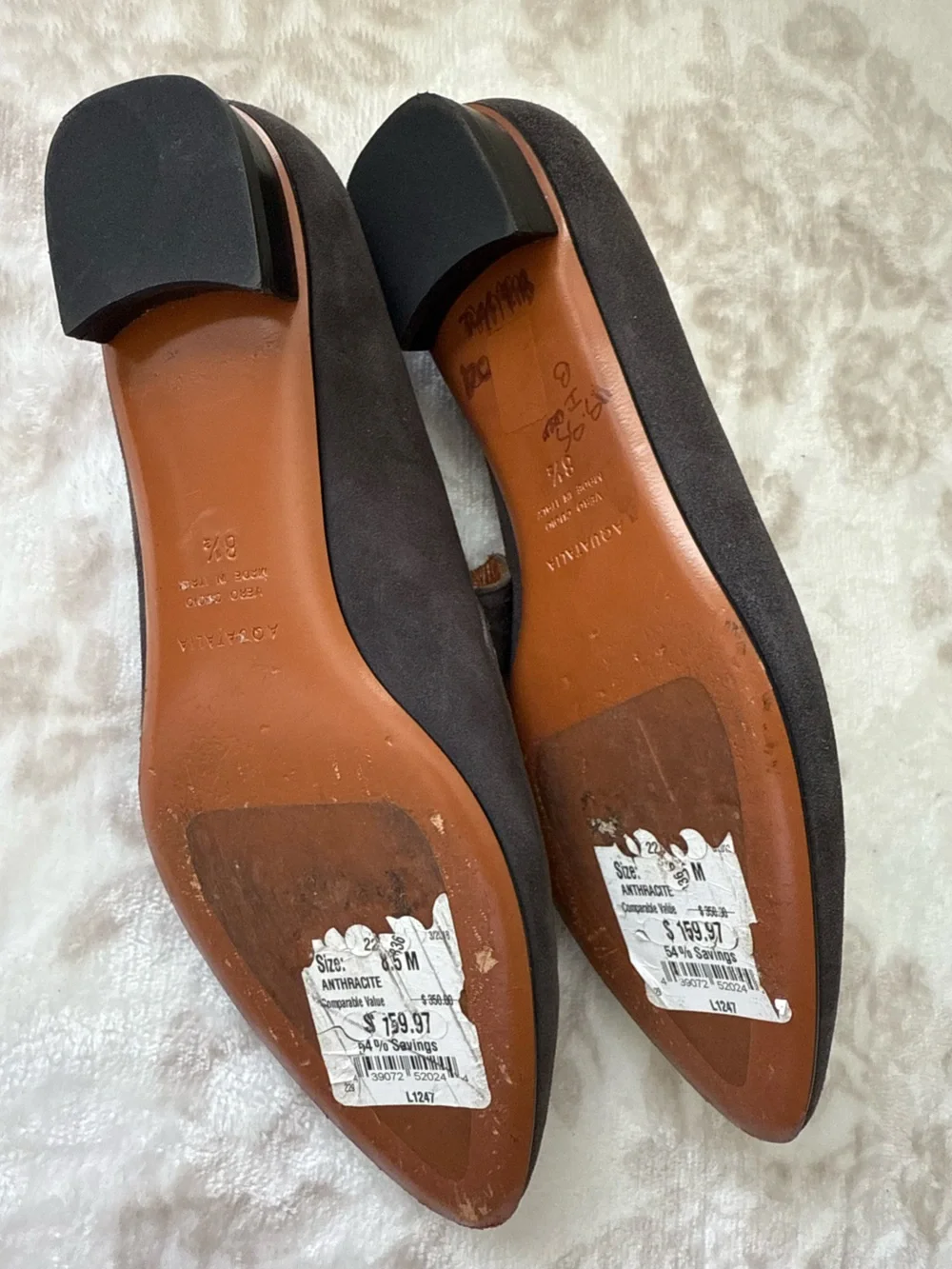 Aquatalia Gray Suede Slip On Loafers Pointed Toe Italy